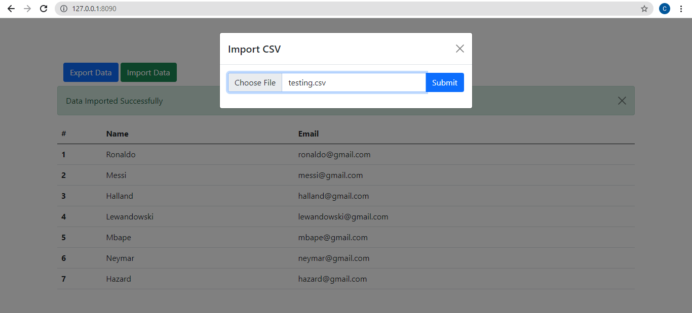 Import CSV File Laravel 8
